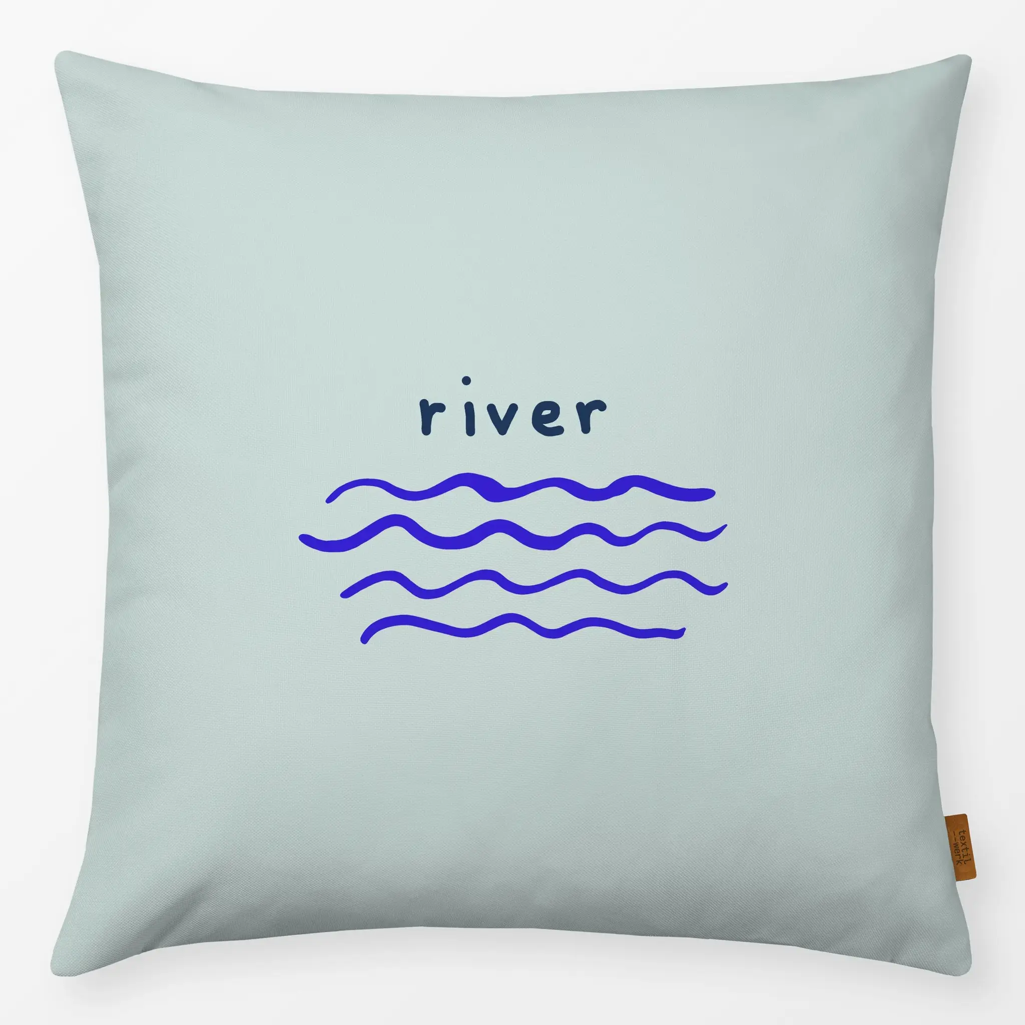 Kissen Mountain River - Natur & Landschaft, Sommer, Sprüche & Schriftzüge - von „Julia Schumacher"; minimal, Wasser, wellen,...