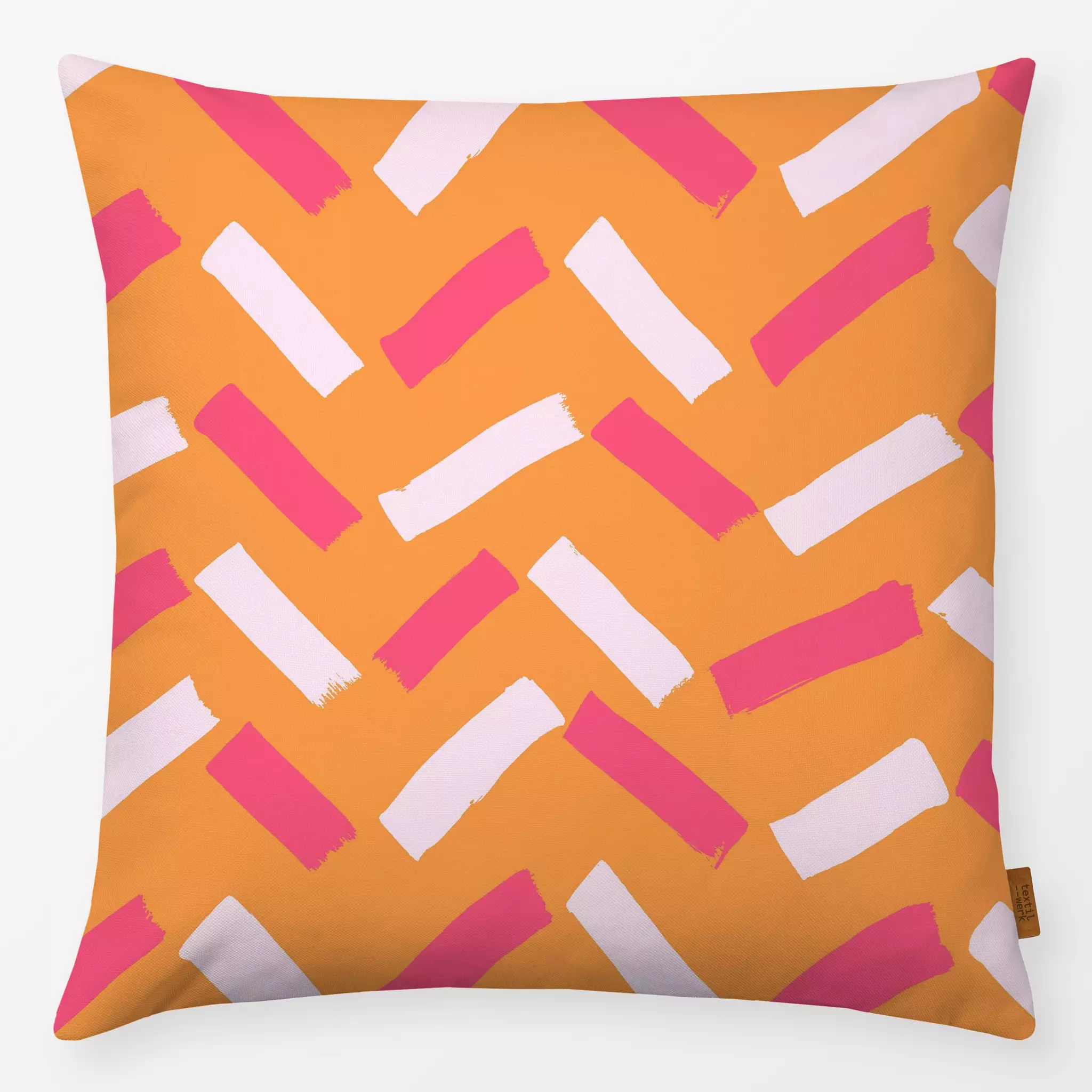 Kissen SUN ZIGG ZAGG ALLOVER - Symbole & Muster - von „Julia Schumacher"; Muster, rosa, Strand, Zickzack, Beach, Picknick, j...
