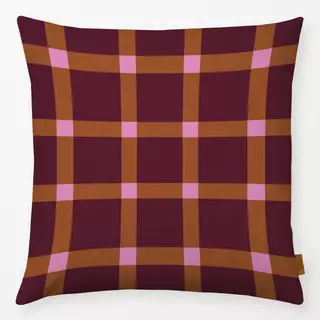 Kissen Karo Weinrot Braun Pink