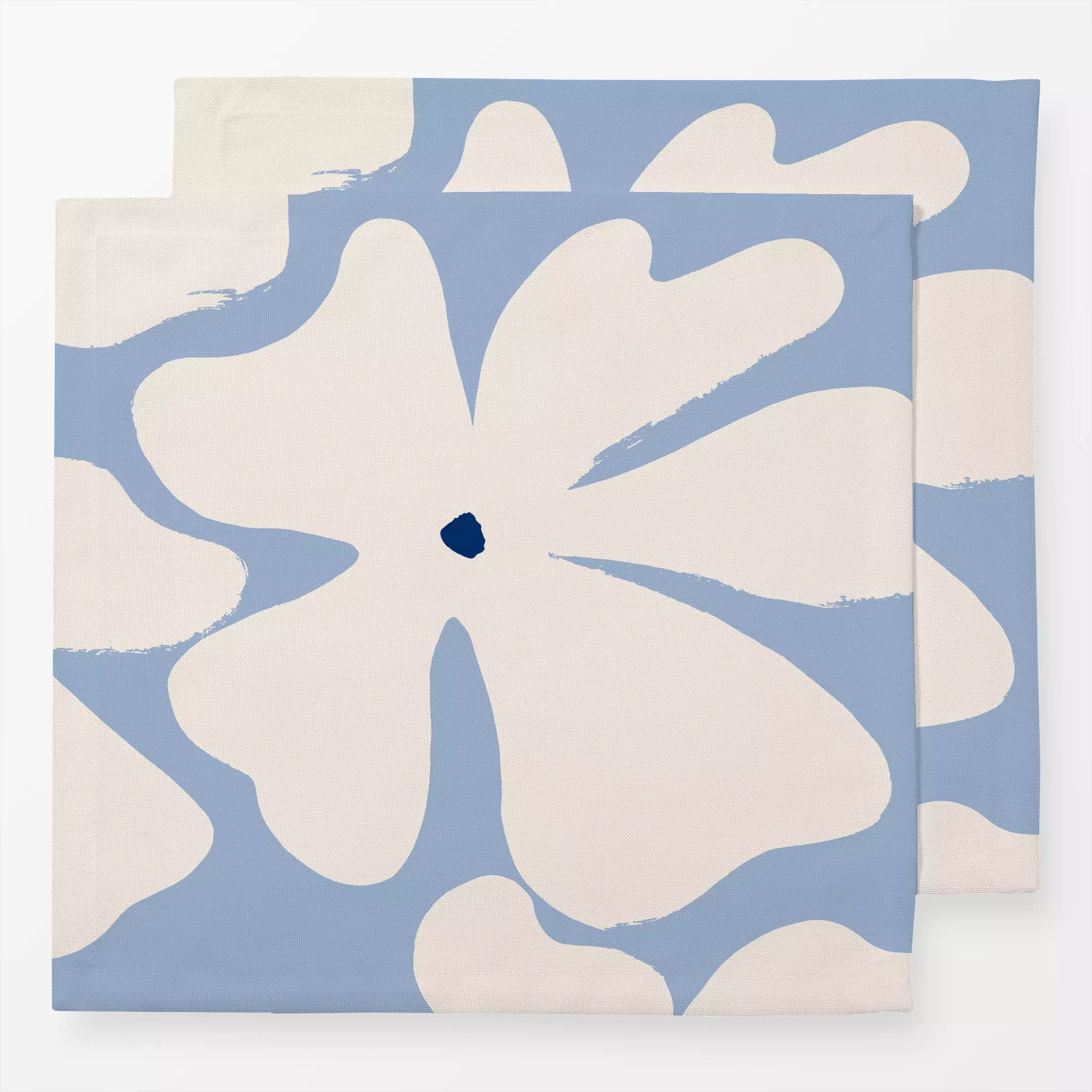 Servietten Flores cielo - Blumen & Florales, Sommer - von „Julia Schumacher"; Blaugrau, Sommerblumen, malerisch, floral, Wei...