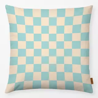 Kissen Schachbrett hellblau creme