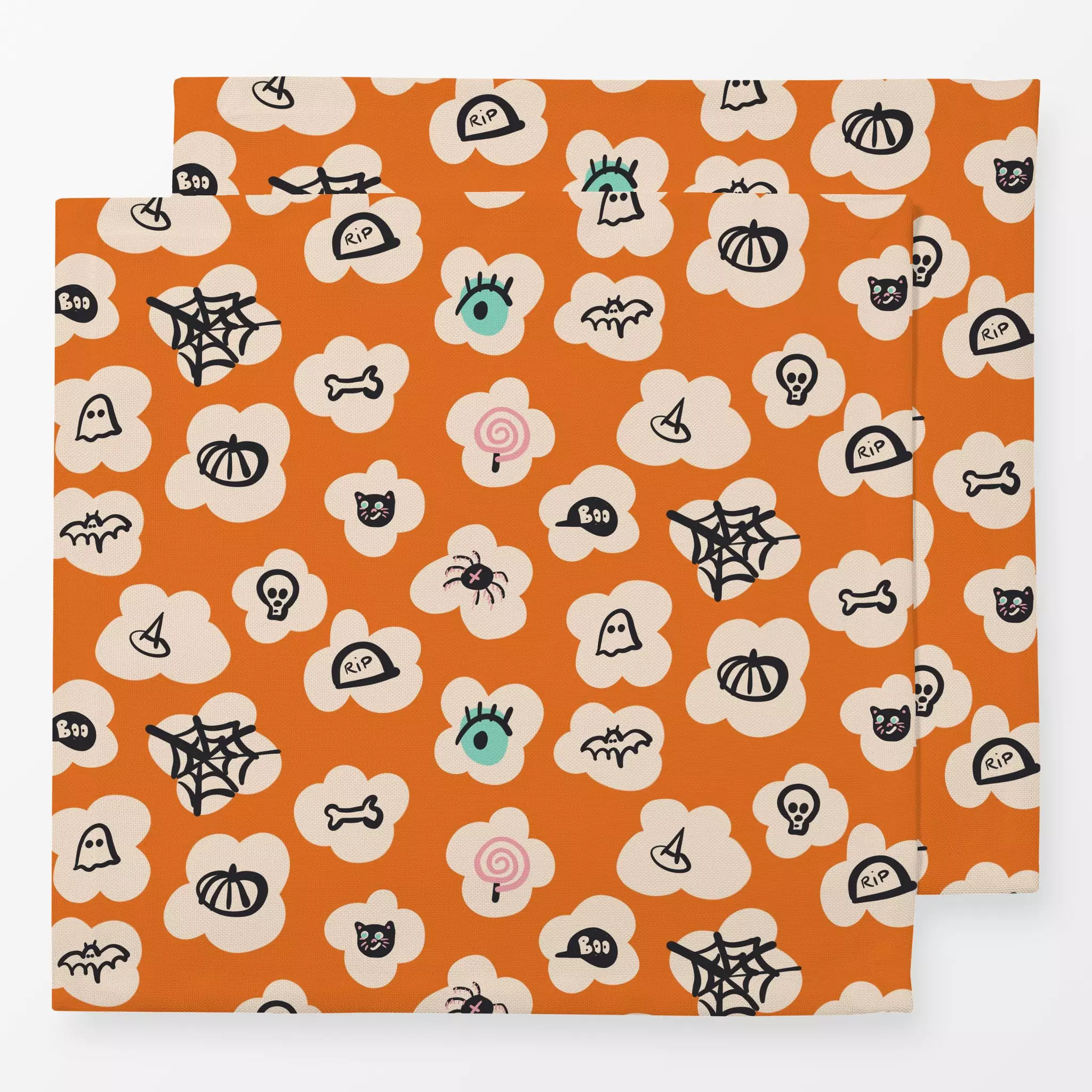 Servietten Halloween Popcorn - Herbst, Symbole & Muster, Anlässe - von „Julia Schumacher"; Lolly, Auge, Katze, Gespenst, Spi...