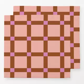 Servietten Karo Lachs Braun Pink