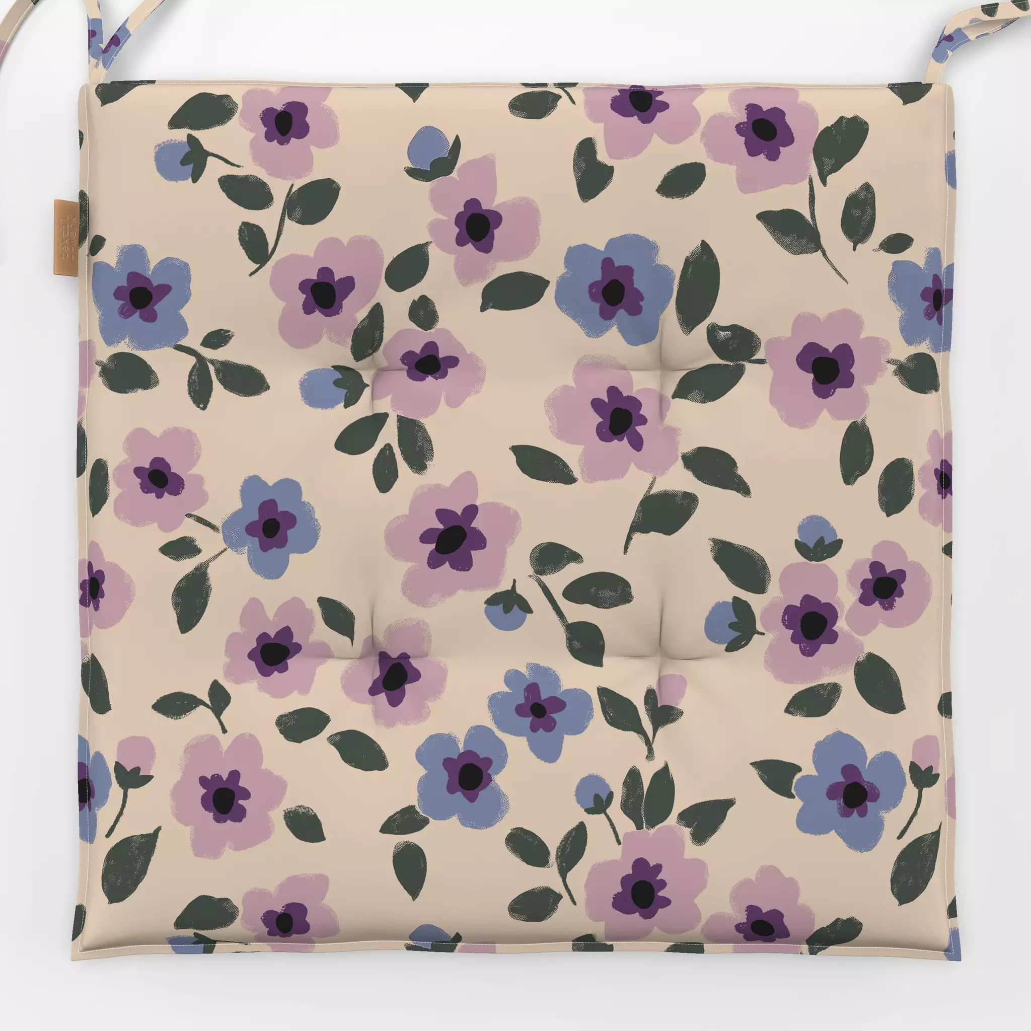 Sitzkissen Blumenmuster rosa blau - Blumen & Florales, Sommer, Symbole & Muster - von „Studio Kesse"; Blumen, Garten, Sommer...