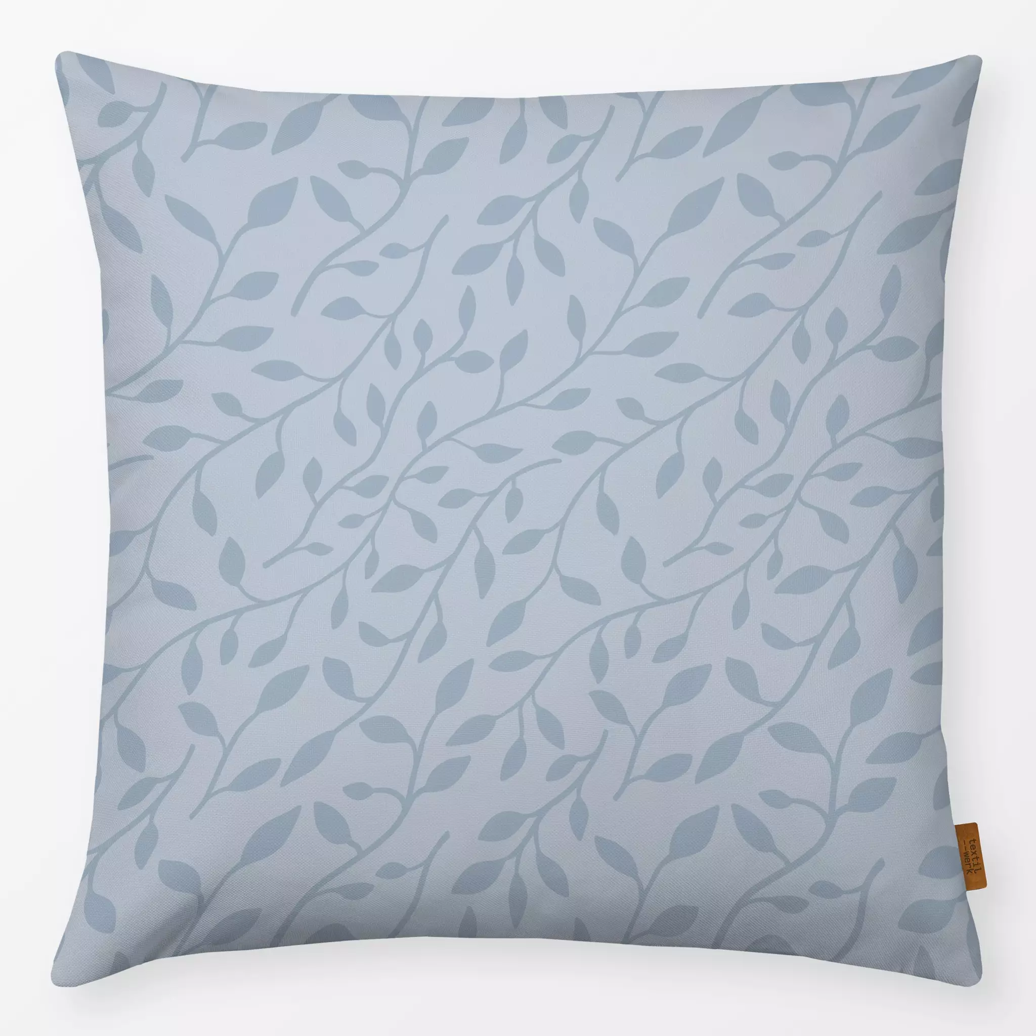 Kissen Diagonale Ranken Hellblau - Blumen & Florales - von „Studio Kesse"; boho, Garten, Hygge, Scandianvian, Herbst, landha...