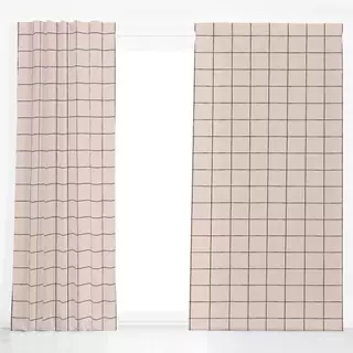 Dekovorhang Minimal Karo Schwarz Beige