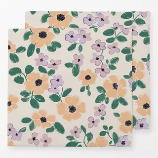 Servietten Blumen gelb rosa