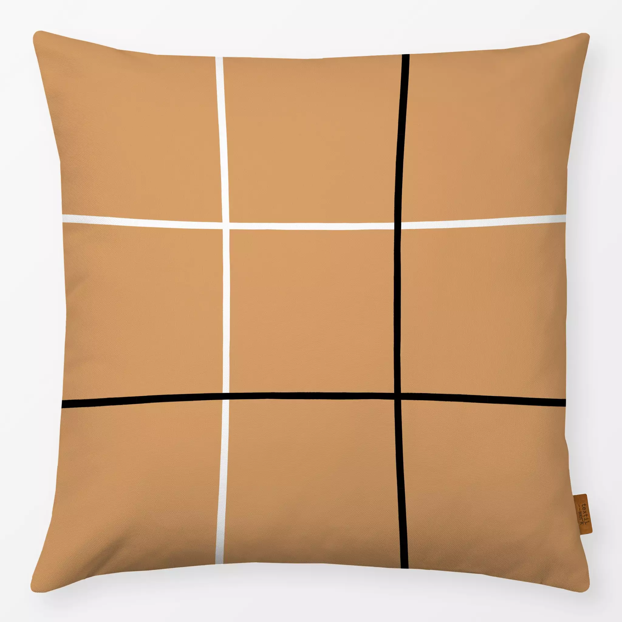 Kissen Großes Karo Senf - Symbole & Muster - von „Studio Kesse"; Linien, Karo, Herbst, Scandi, landhaus, Herbstdeko, Senf, S...