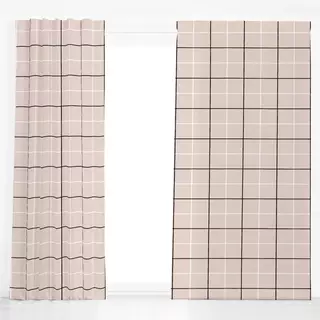 Dekovorhang Großes Karo beige schwarz