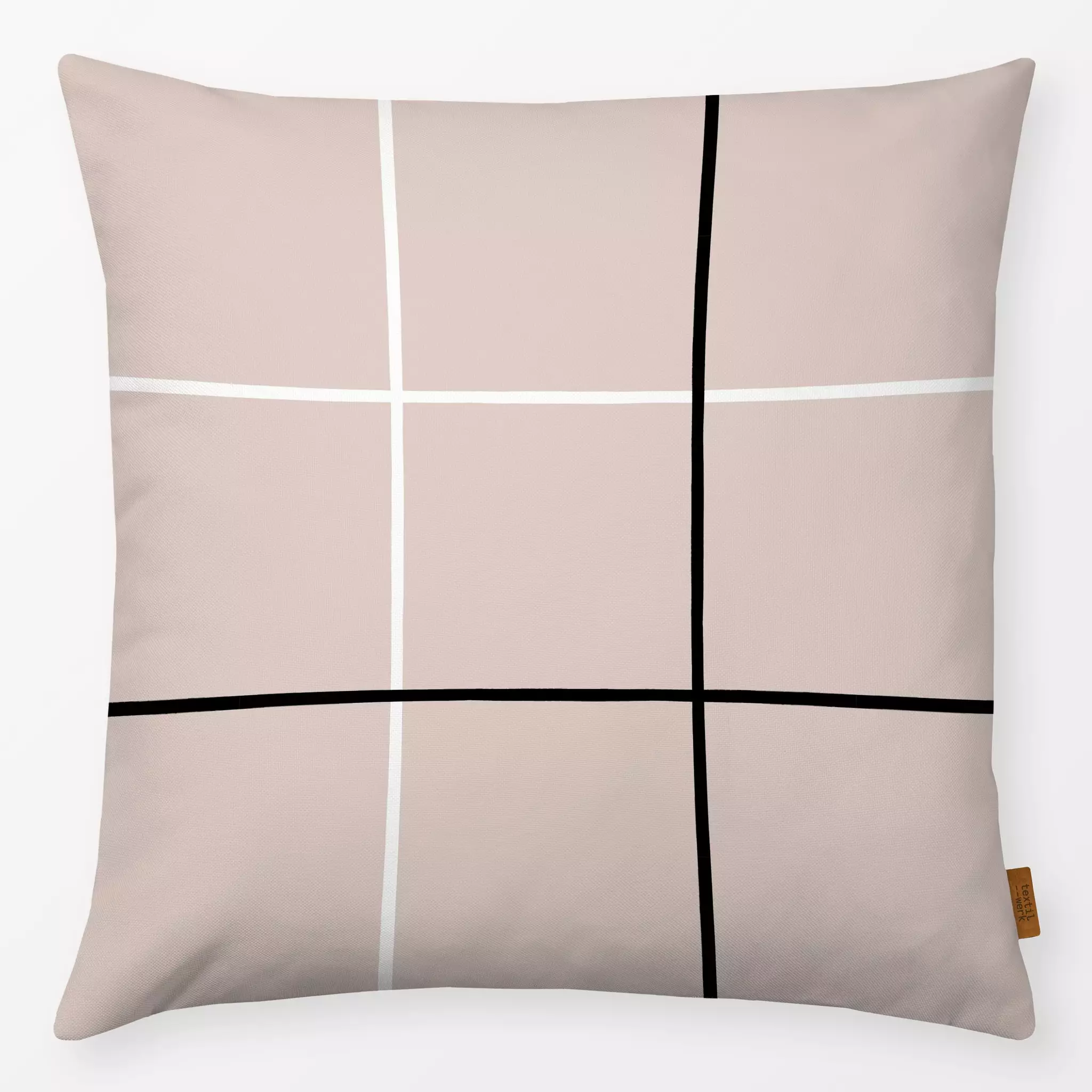 Kissen Großes Karo beige schwarz - Symbole & Muster - von „Studio Kesse"; Linien, Winter, Karo, Herbst, landhaus, klassisch,...