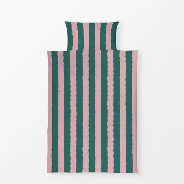 Bettwäsche Breite Streifen grün rosa von Studio Kesse