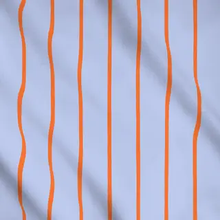 Meterware Streifen hellbau orange
