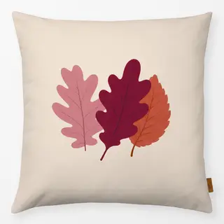 Kissen Drei Herbstblätter off-white
