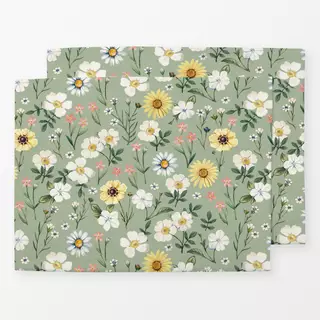 Tischset Wild Flowers Blossoms Green