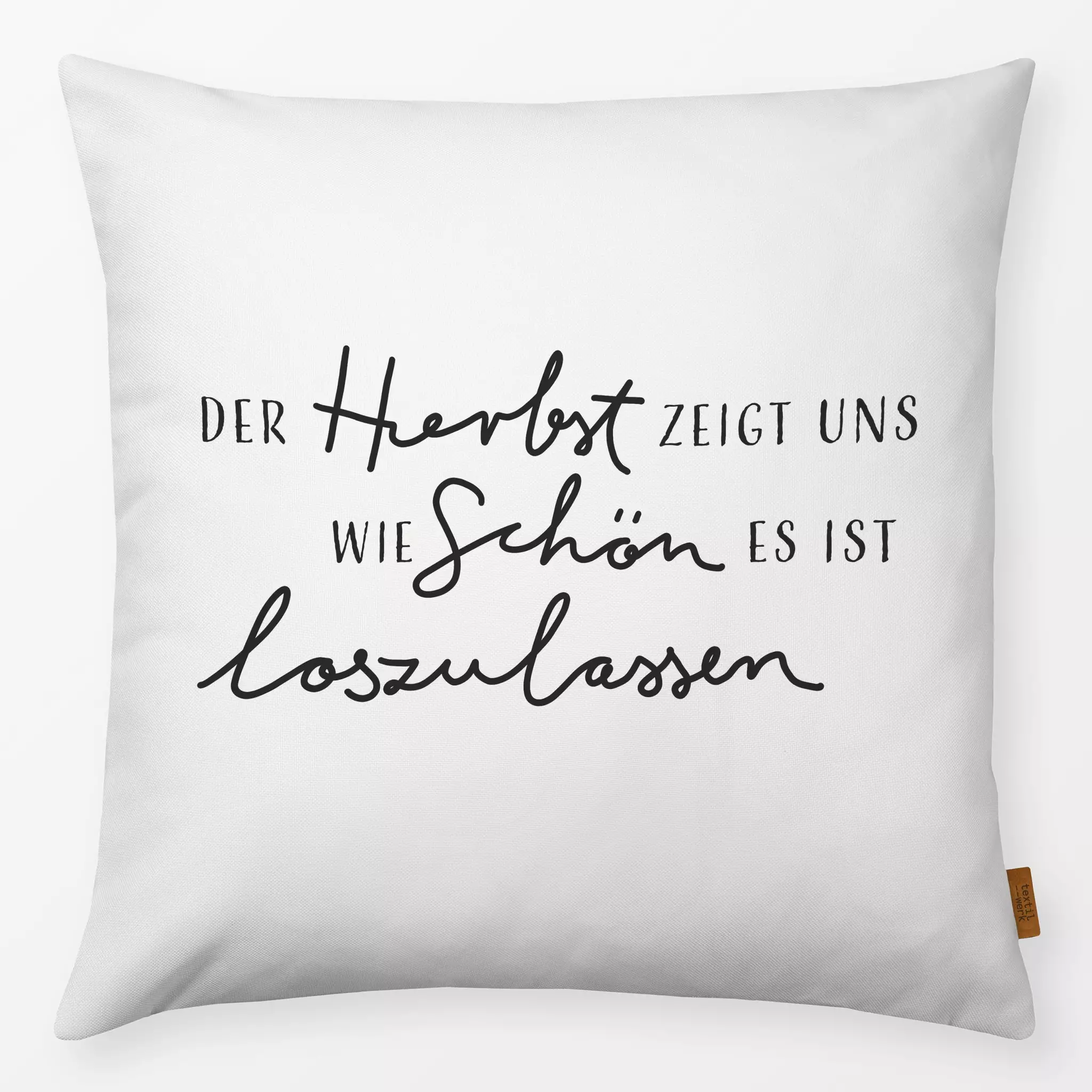 Kissen Herbst Loslassen - Herbst, Sprüche & Schriftzüge - von „Studio Kesse"; text, typografie, Herbst, spruch, schrift, Her...