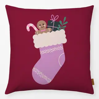 Kissen Weihnachten Socke rot