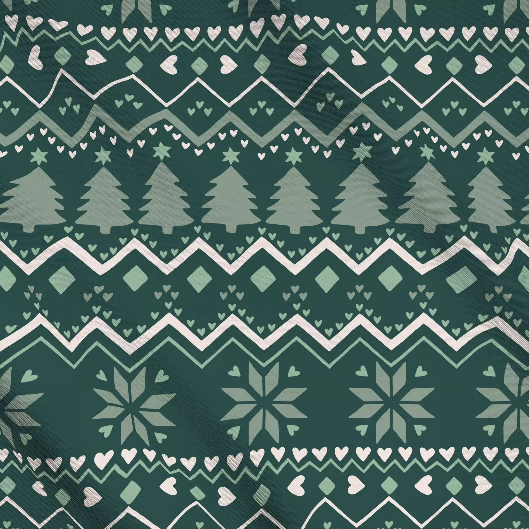 Meterware Weihnachtsmuster dunkelgrün - Weihnachten - von „Studio Kesse"; Muster, Hygge, Weihnachten, Scandi, Nordic, Weihna...