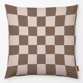 Kissen Schachbrett Karo Braun Beige