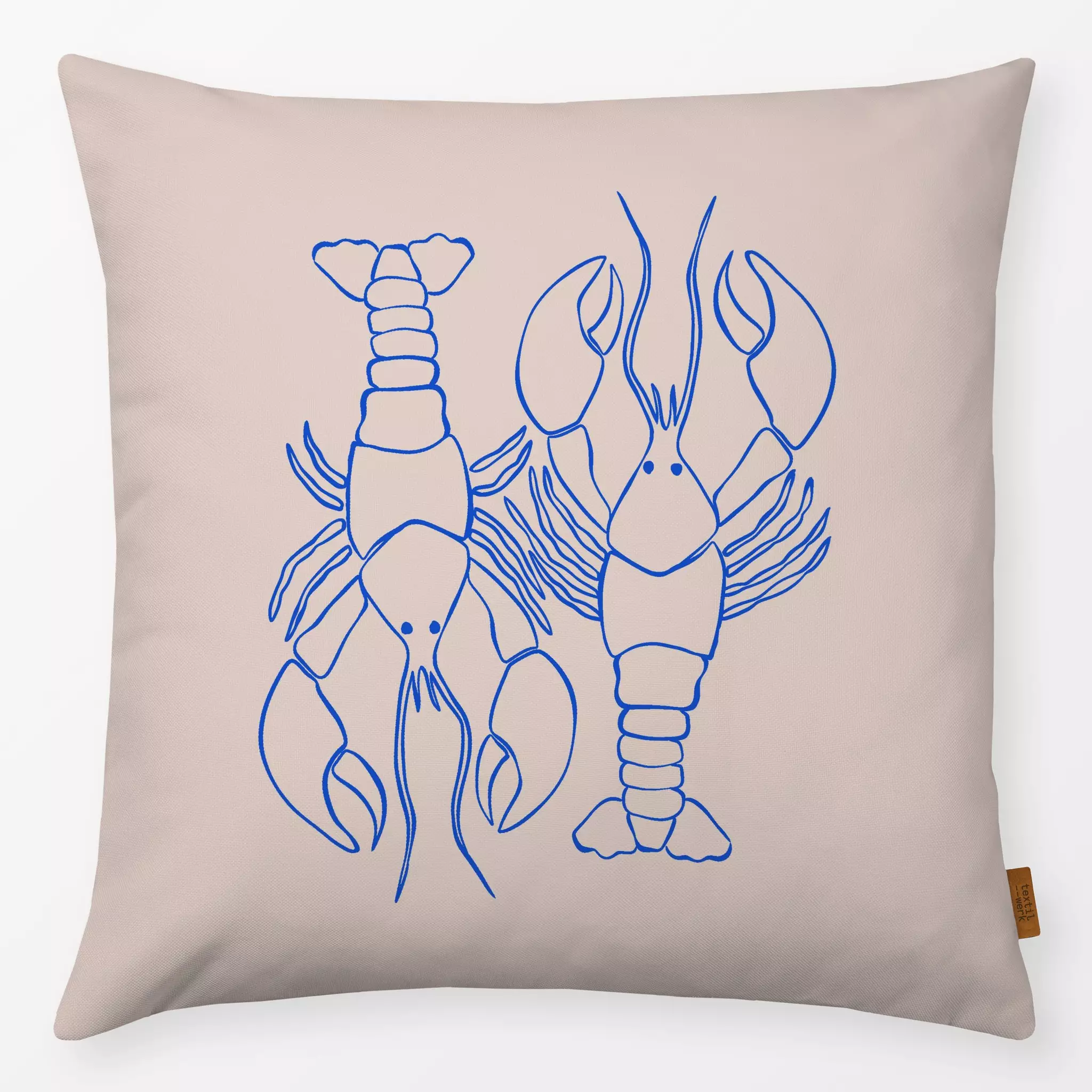 Kissen Hummer Blau Beige - Natur & Landschaft, Tiere - von „Studio Kesse"; Meer, Strand, Meerestiere, Tiere, Unterwasserwelt...