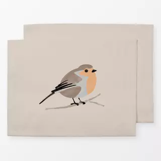 Tischset Vogel Rotkehlchen Beige