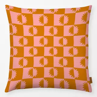 Kissen Sonne Karos Koralle Terracotta