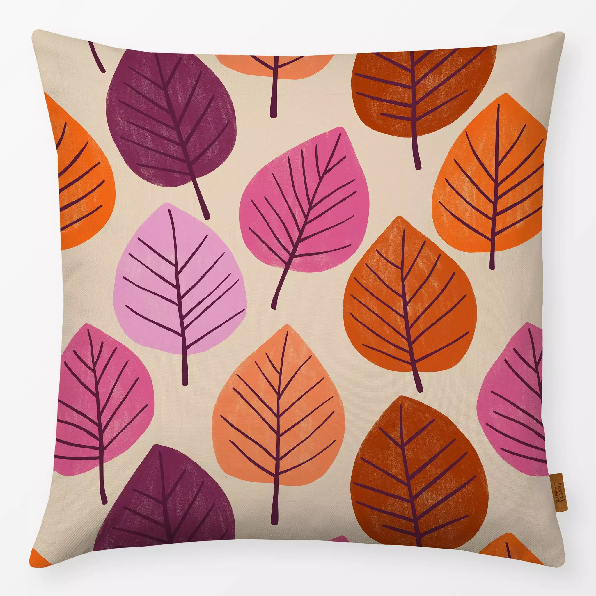 Kissen Kissen Herbstblätter rund orange pink