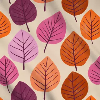 Meterware Herbstblätter rund orange pink