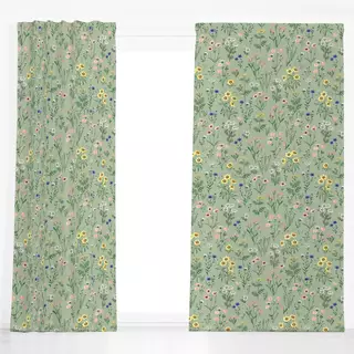 Dekovorhang Wild Flowers Green