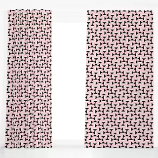Dekovorhang Rauten Schwarz Rosa Creme