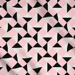 Meterware Rauten Schwarz Rosa Creme