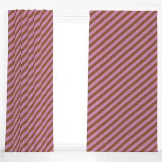 Dekovorhang Streifen Pink Braun