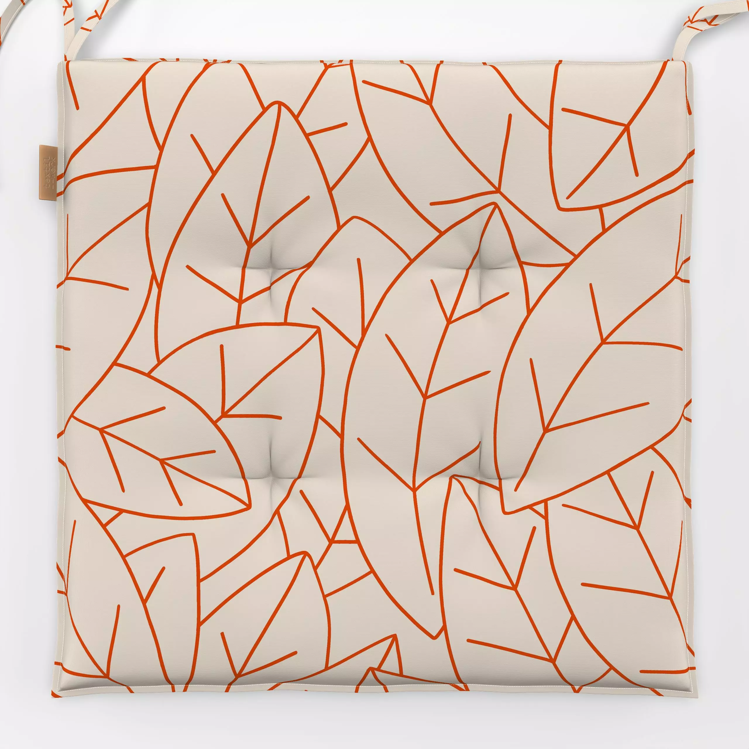 Sitzkissen Blätter Outlines orange creme - Herbst, Pflanzen & Botanik - von „Studio Kesse"; Natur, Blätter, Laub, Wald, Herb...
