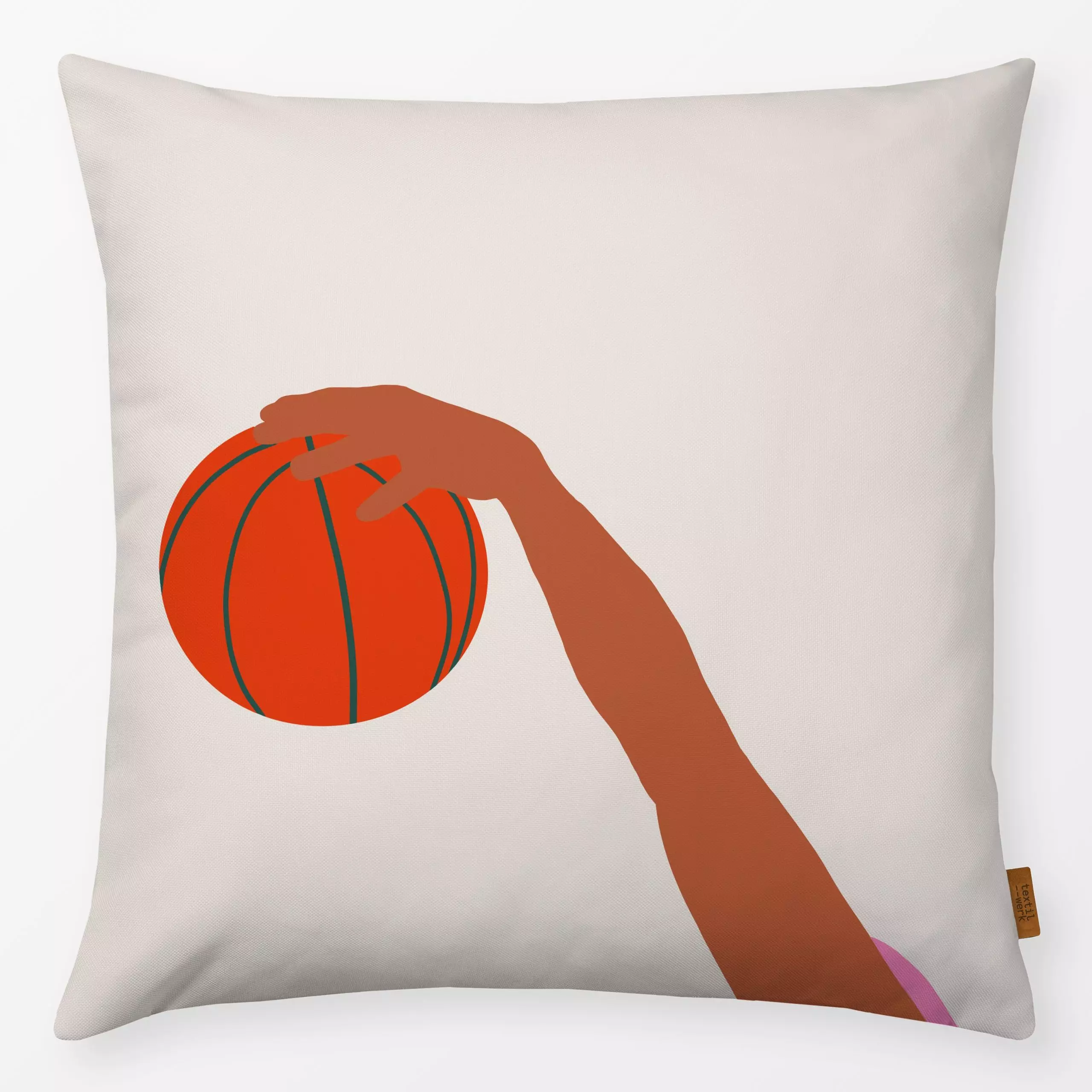 Kissen Basketball 2 - Sport - von „textilwerk"; Illustration, Basketball, beige, Geschenk, Sport, minimalistisch, schlicht, ...