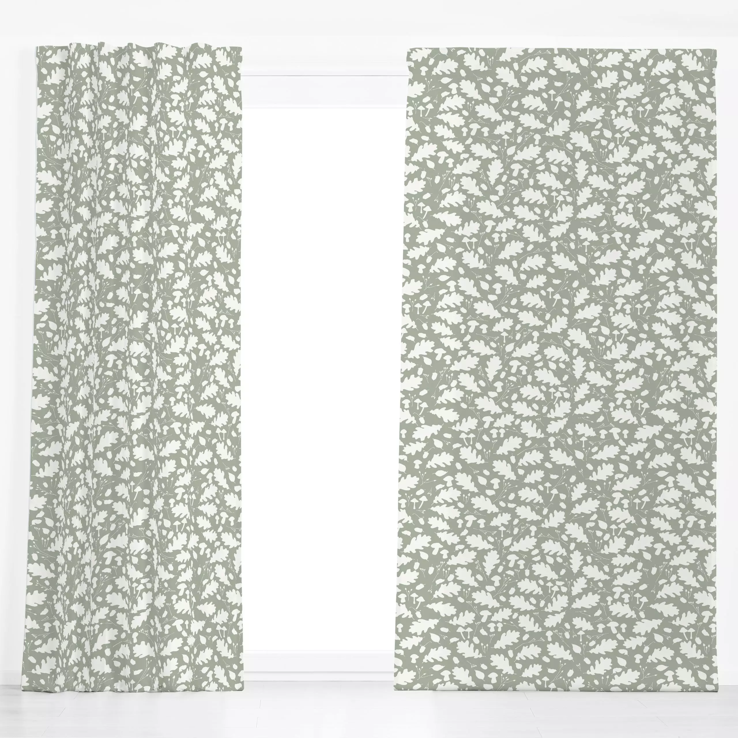 Dekovorhang Herbst allover desertsage - Blumen & Florales, Herbst, Pflanzen & Botanik - von „Katrin Graff"; Blätter, Wald, H...