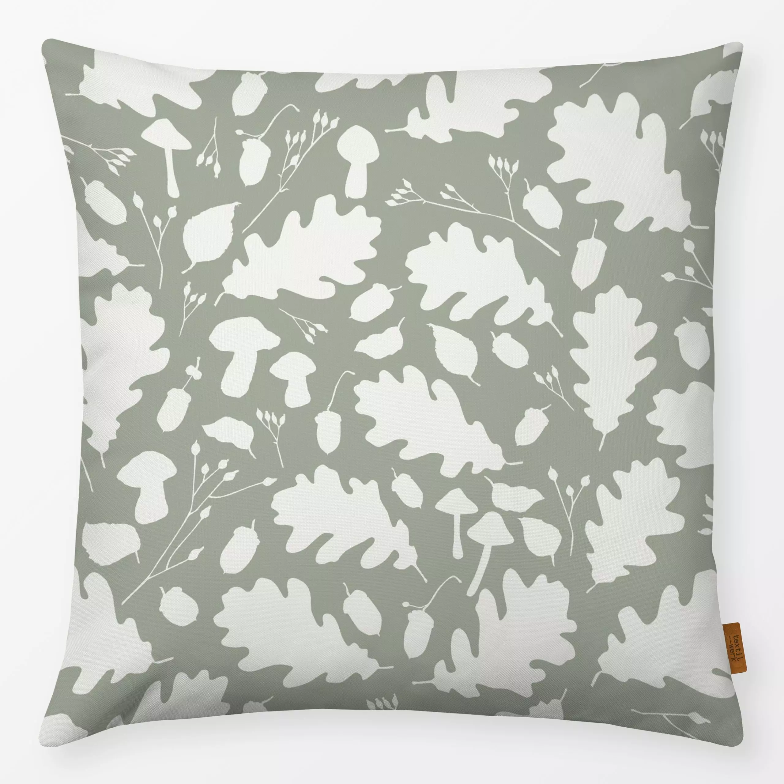 Kissen Herbst allover desertsage - Blumen & Florales, Herbst, Pflanzen & Botanik - von „Katrin Graff"; Blätter, Wald, Herbst...