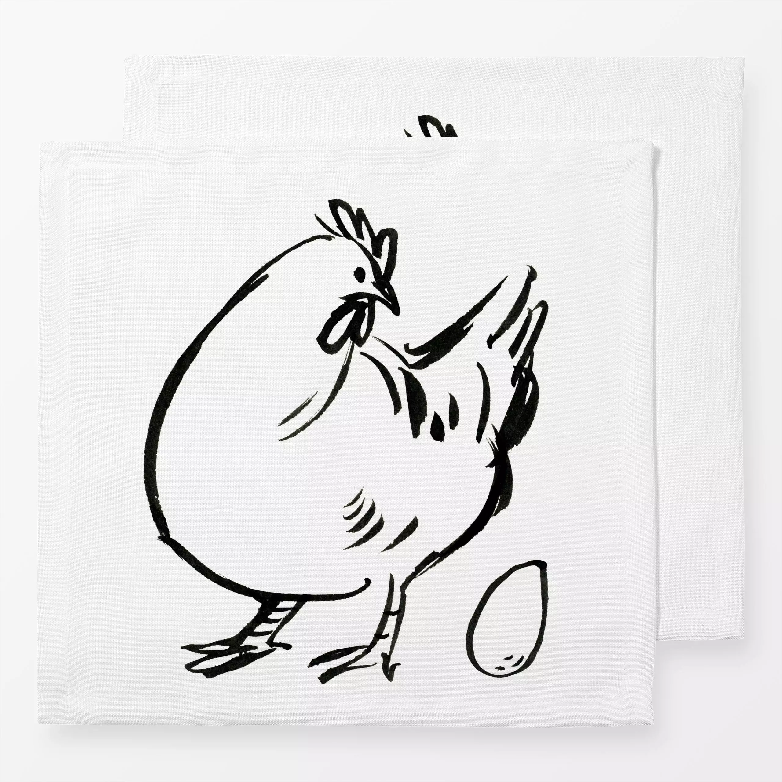 Servietten Huhn Trude weiß - Frühling, Tiere - von „Janna Schipper"; Tusche, Haus - & Bauernhoftiere, Ostern, Tiere, Osterei...