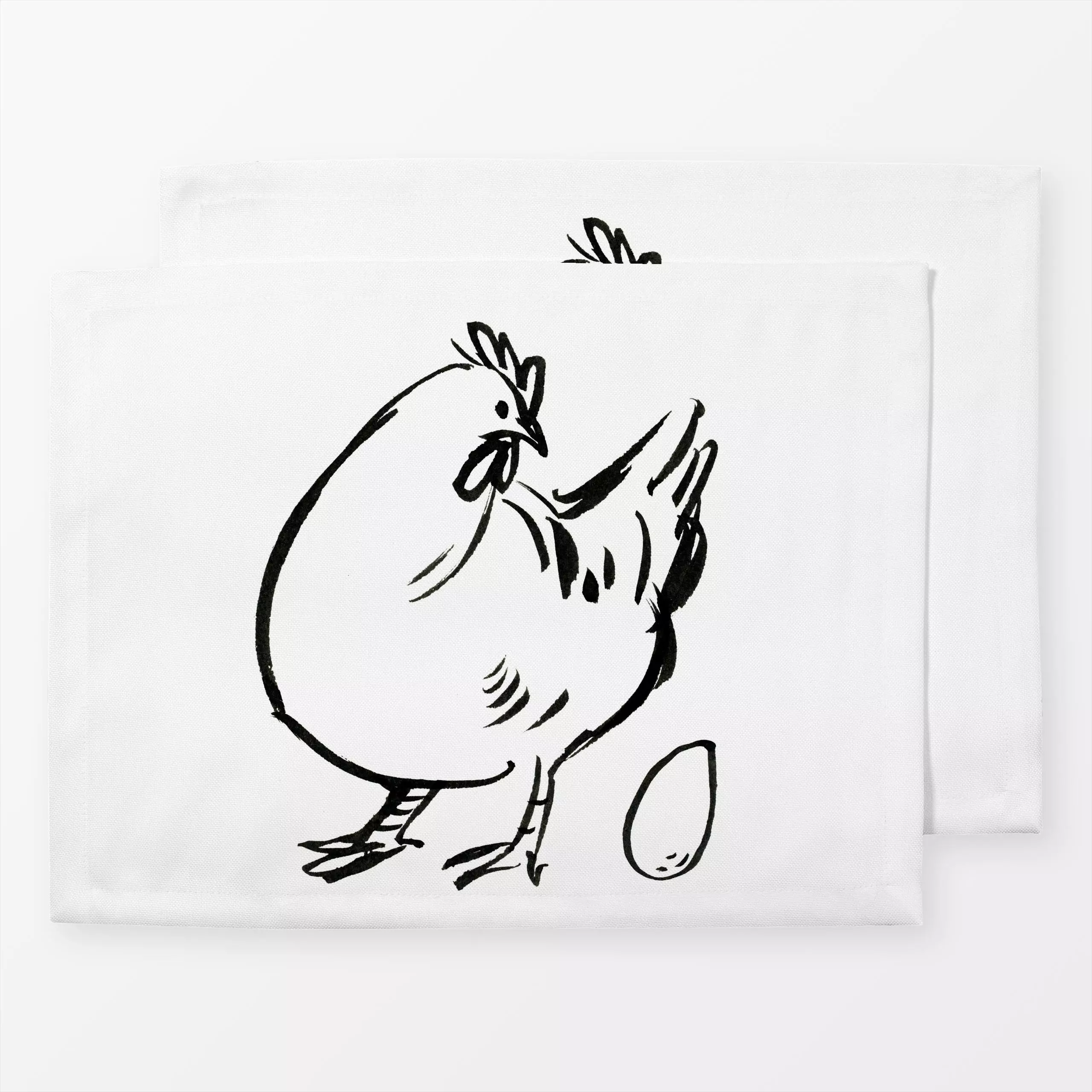 Tischset Huhn Trude weiß - Frühling, Tiere - von „Janna Schipper"; Tusche, Haus - & Bauernhoftiere, Ostern, Tiere, Ostereier...