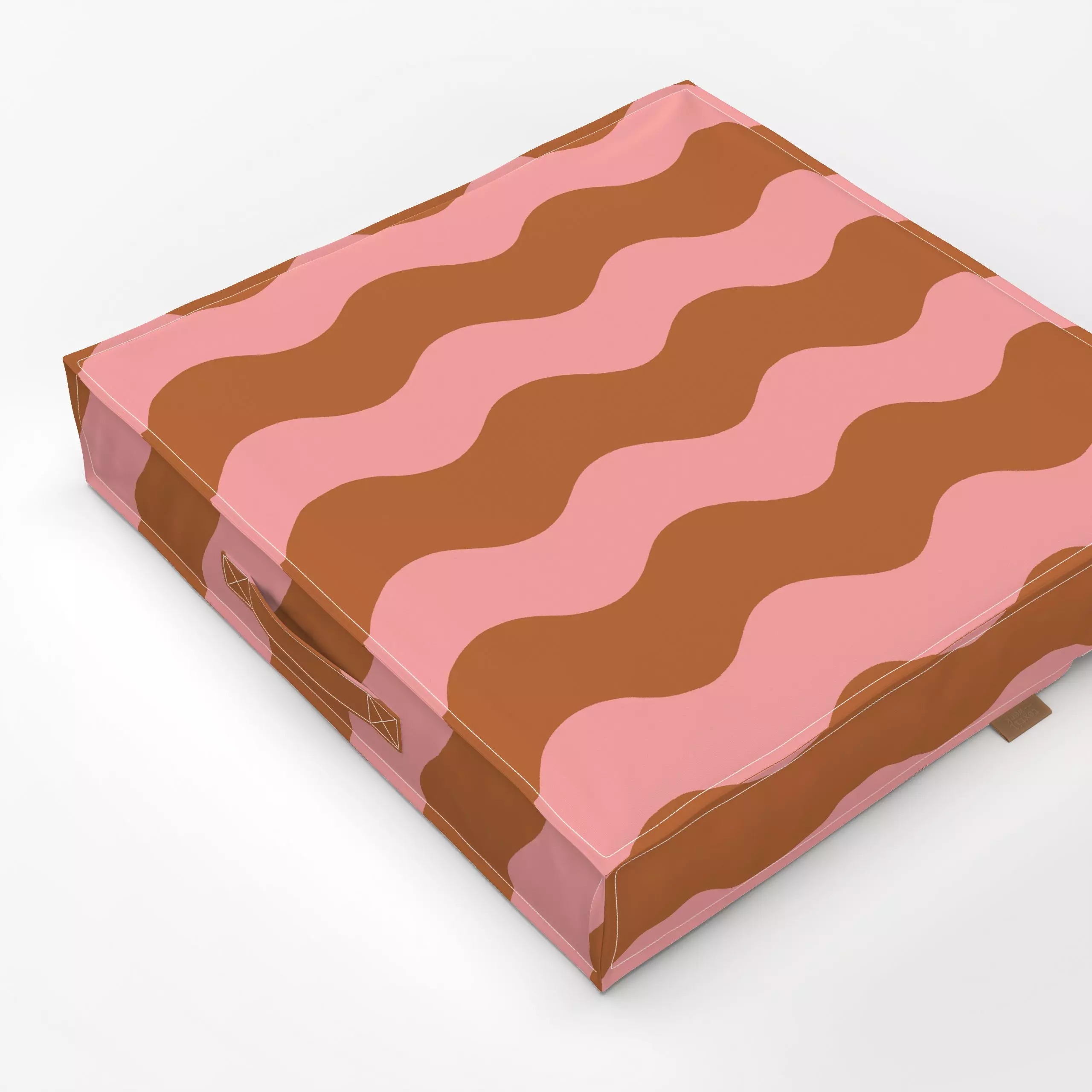 Bodenkissen Große Wellen Peach Braun - Symbole & Muster - von „Studio Kesse“; Linien, Streifen, terracotta, wellen, gestreif...
