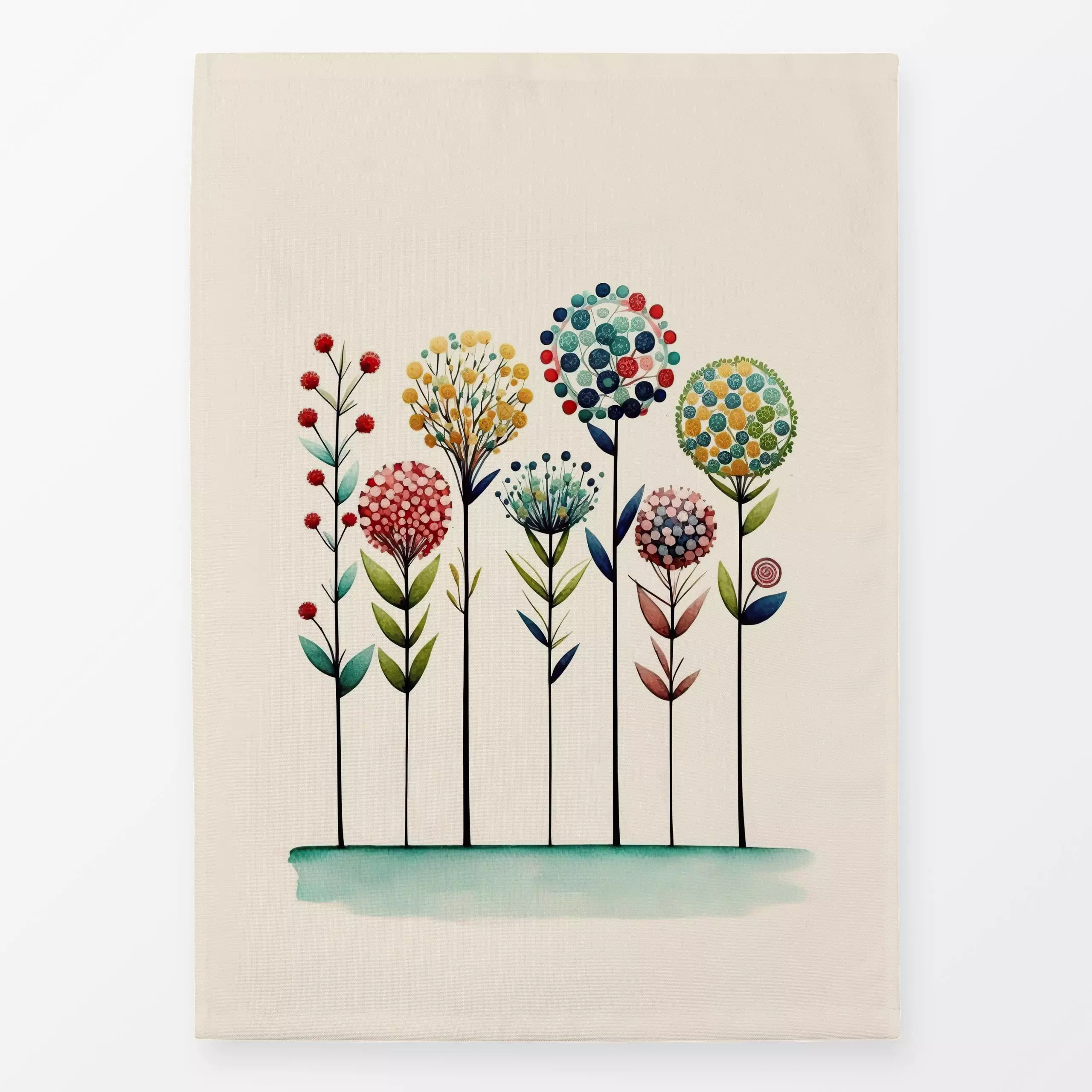 Geschirrtücher Abstrakte Blumenwiese - Blumen & Florales, Sommer, Pflanzen & Botanik - von „Uta Naumann"; Wasserfarben, Aqua...