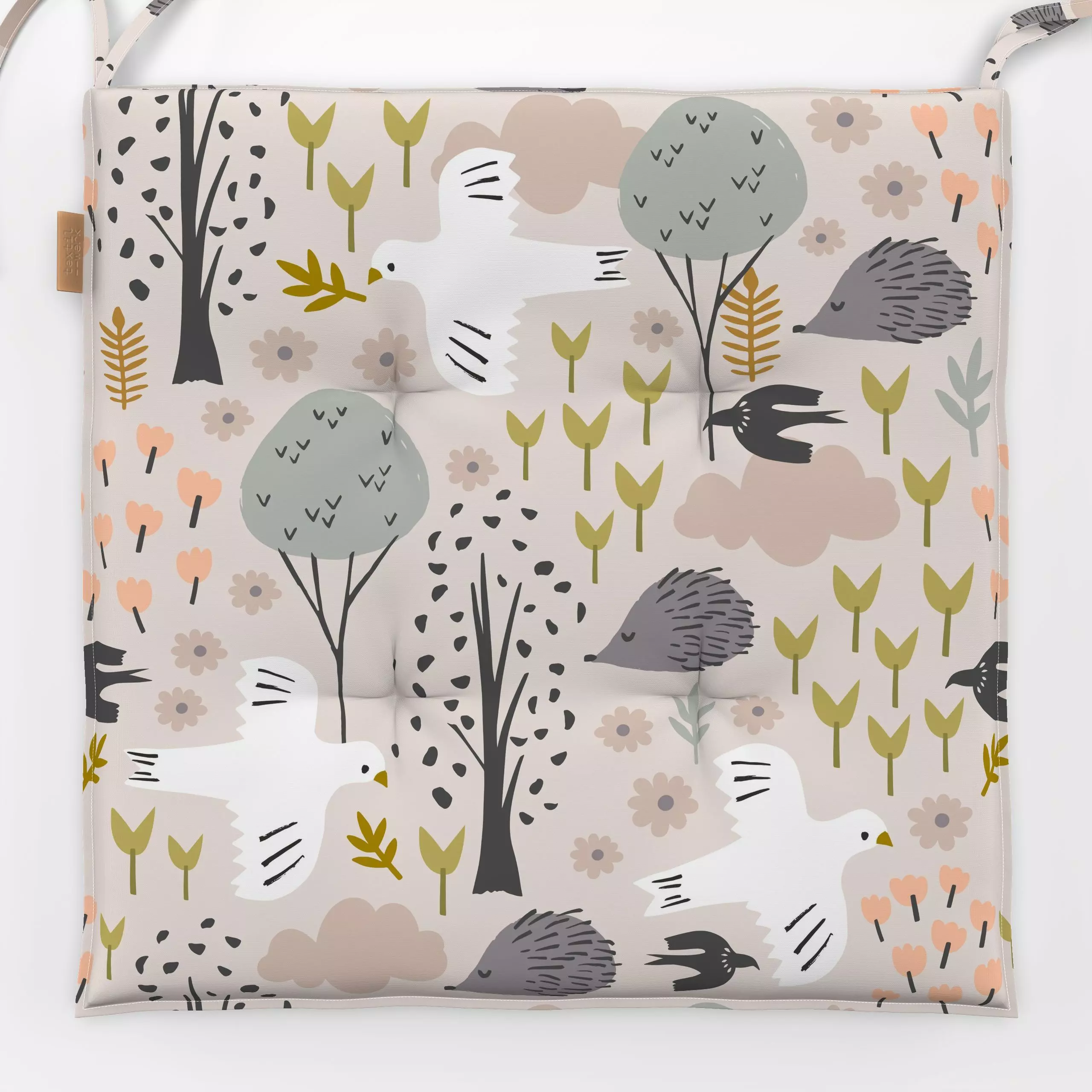 Sitzkissen Waldvögel Nude - Kinderzimmer & Motive für Kinder, Natur & Landschaft, Tiere - von „Sara Maria"; Igel, Tierkinder...
