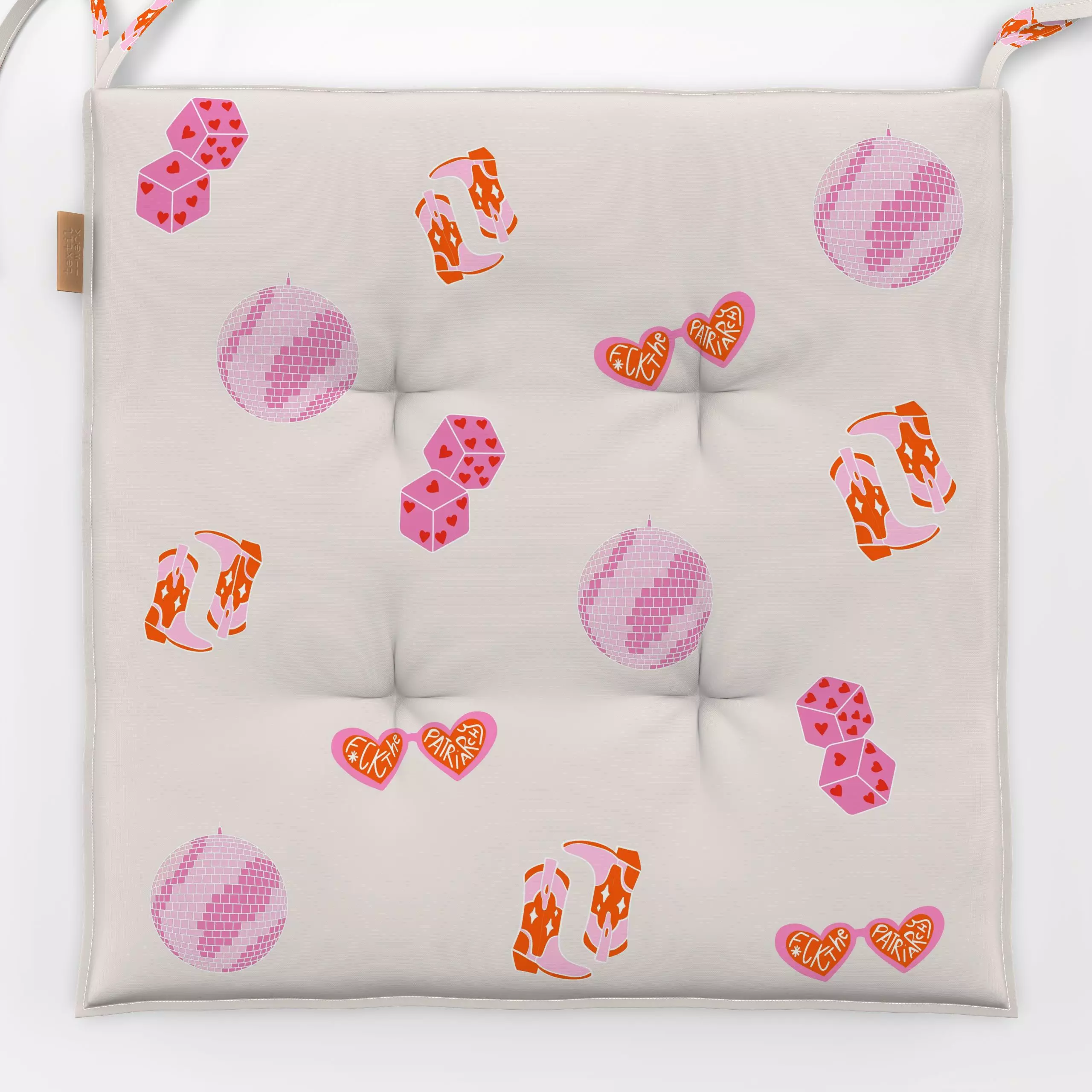 Sitzkissen Eras Muster Pink Orange - Symbole & Muster, Anlässe - von „textilwerk"; Illustration, trend, Geschenk, textilwerk...