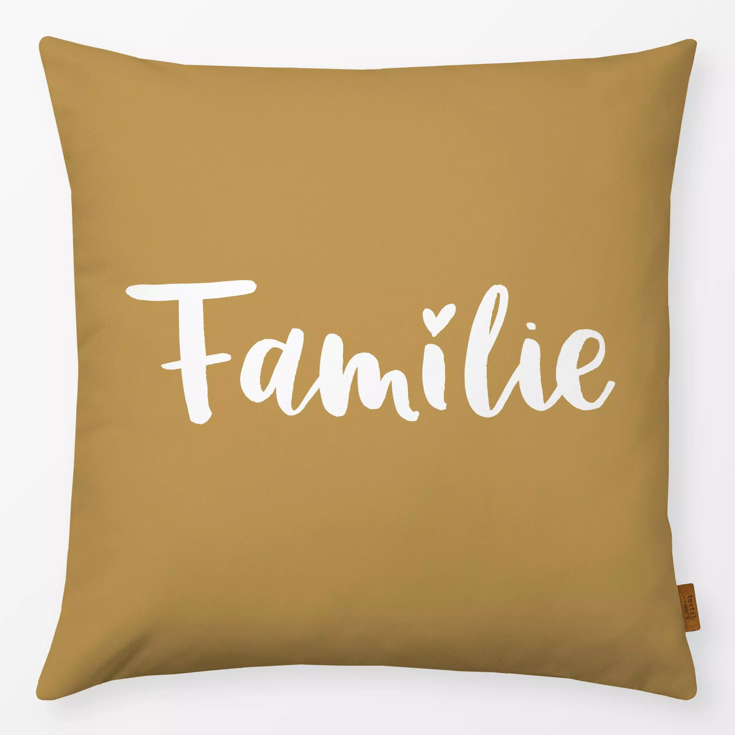 Kissen Familie senf - Herbst, Sprüche & Schriftzüge - von „Katrin Graff"; Family, Herbst, Herz, Familienkissen, Familie, ock...