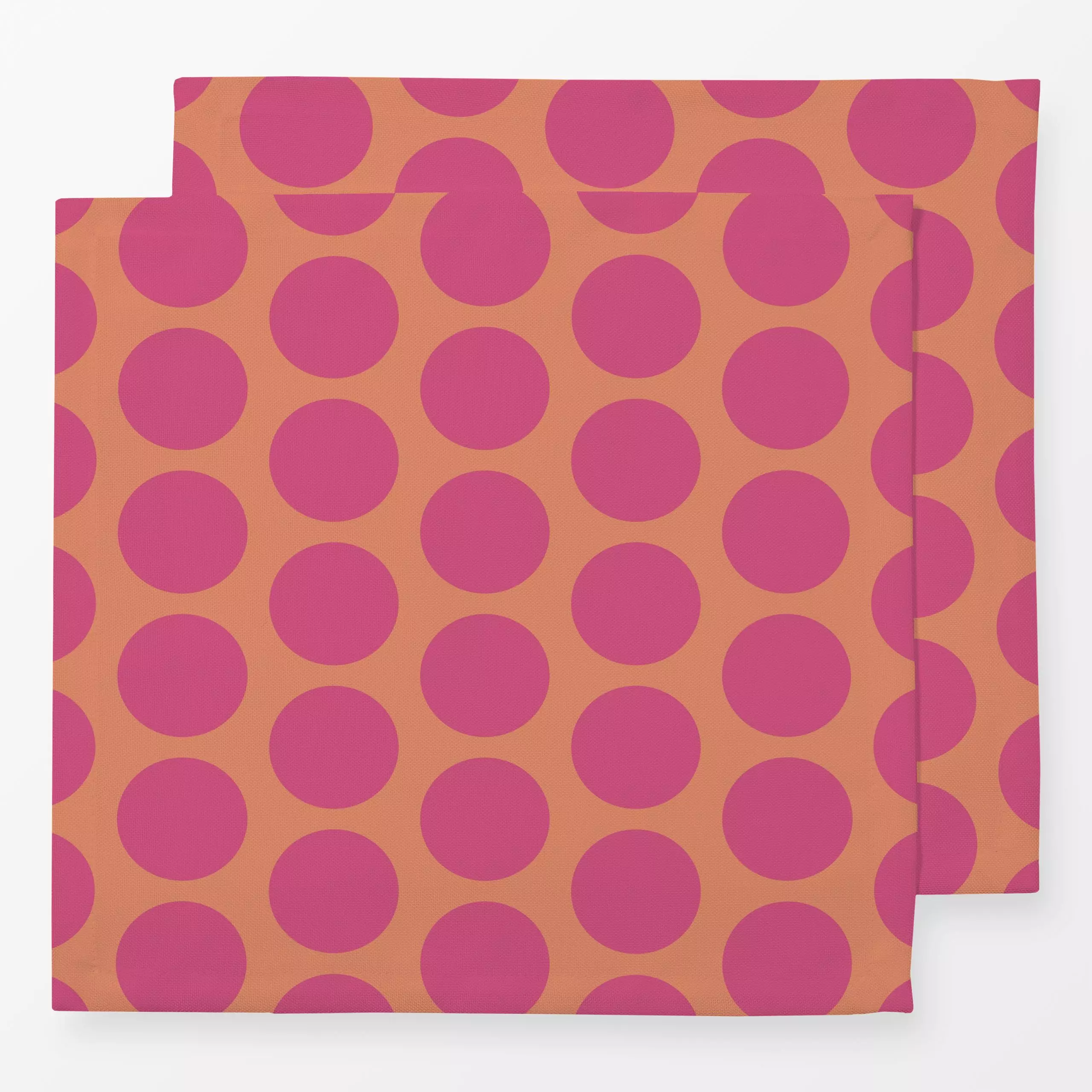 Servietten Polkadots pink orange - Herbst, Symbole & Muster - von „Andrea Liesert"; Muster, Punkte, Retro, Garten, Hygge, fa...