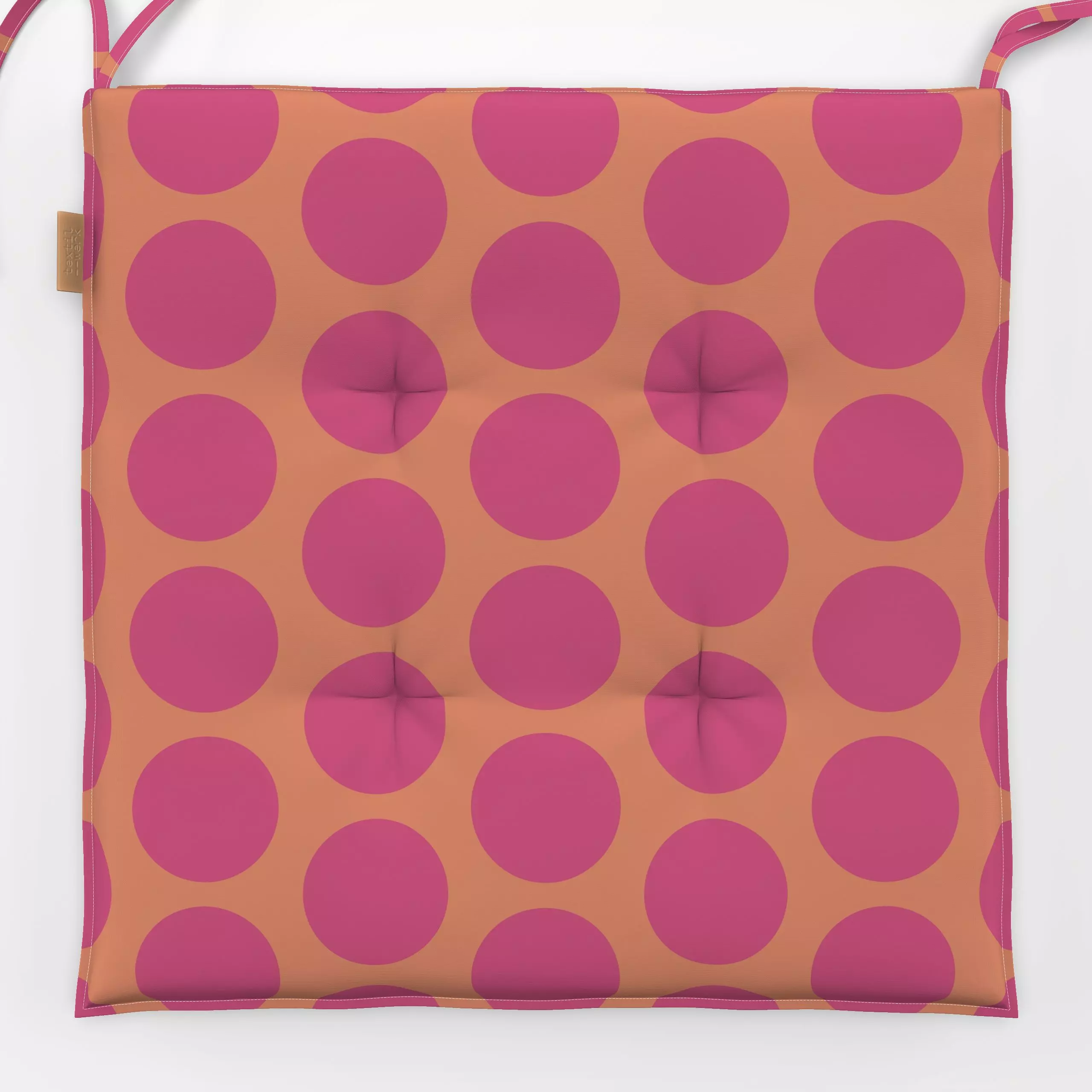 Sitzkissen Polkadots pink orange - Herbst, Symbole & Muster - von „Andrea Liesert"; Muster, Punkte, Retro, Garten, Hygge, fa...