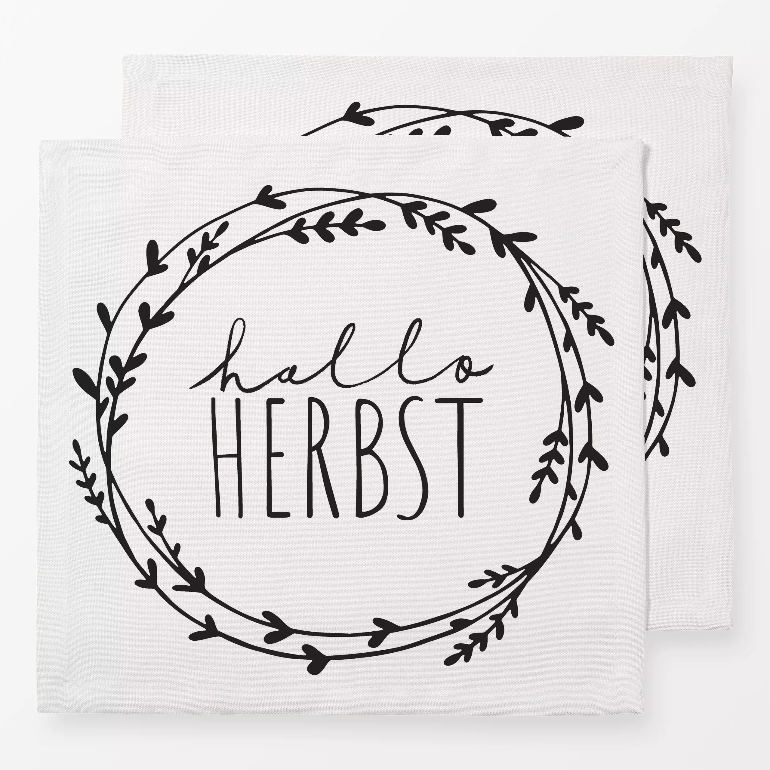 Servietten Hallo Herbst Kranz - Herbst, Sprüche & Schriftzüge - von „Studio Kesse"; text, typografie, Herbst, kranz, spruch,...