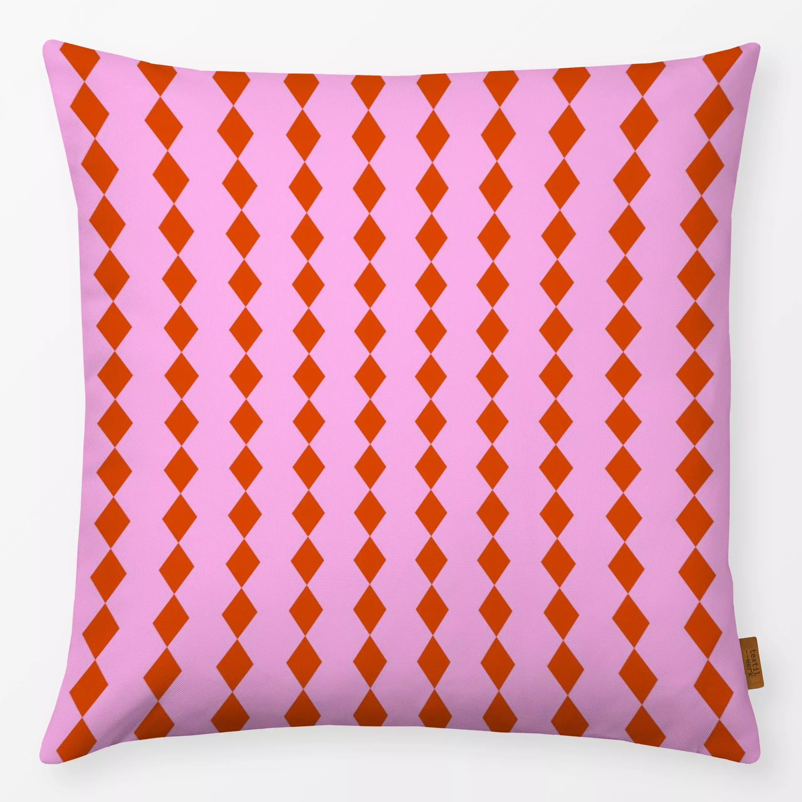 Kissen Blush Tangerine Raute - Symbole & Muster, Retro & Vintage - von „Eda Şahin"; abstrakt, Orange, verspielt, grafisch, p...