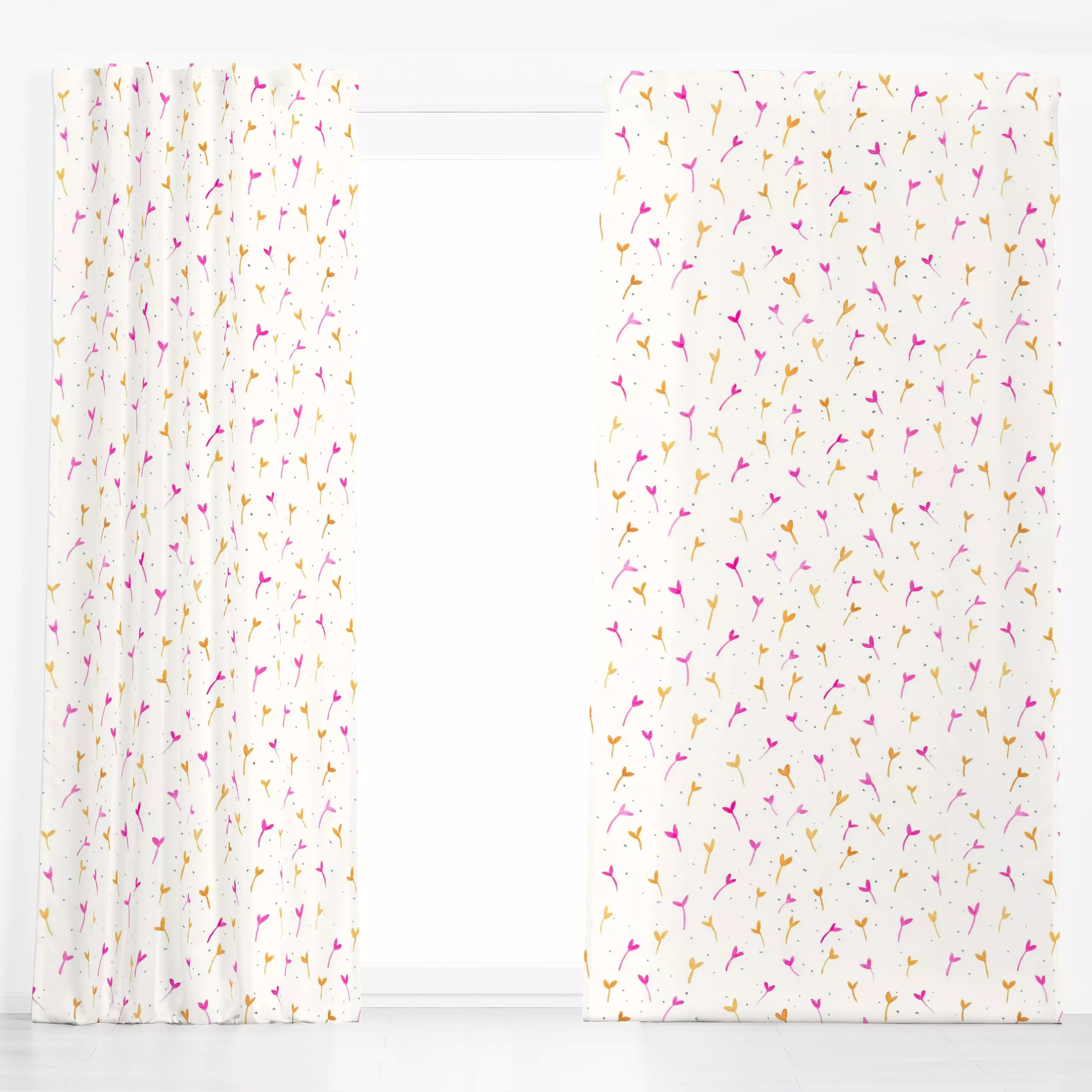 Dekovorhang Summer Bliss - Blumen & Florales, Frühling, Pflanzen & Botanik - von „Studio Salz"; Wasserfarben, Aquarell, klei...