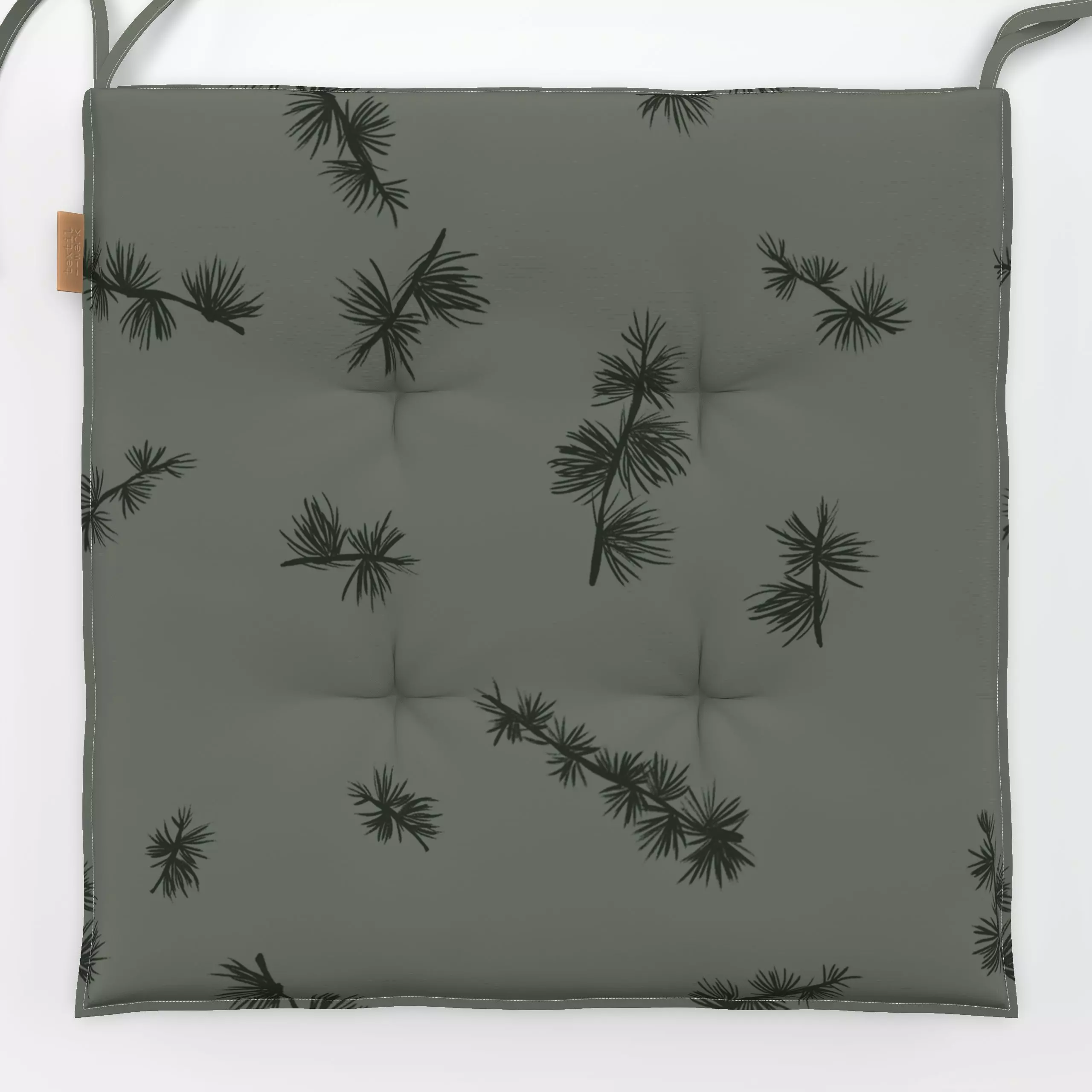 Sitzkissen Lärchenzweige Grün auf Grün - Weihnachten, Winter - von „textilwerk"