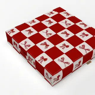 Bodenkissen Checks Schleifen Rot