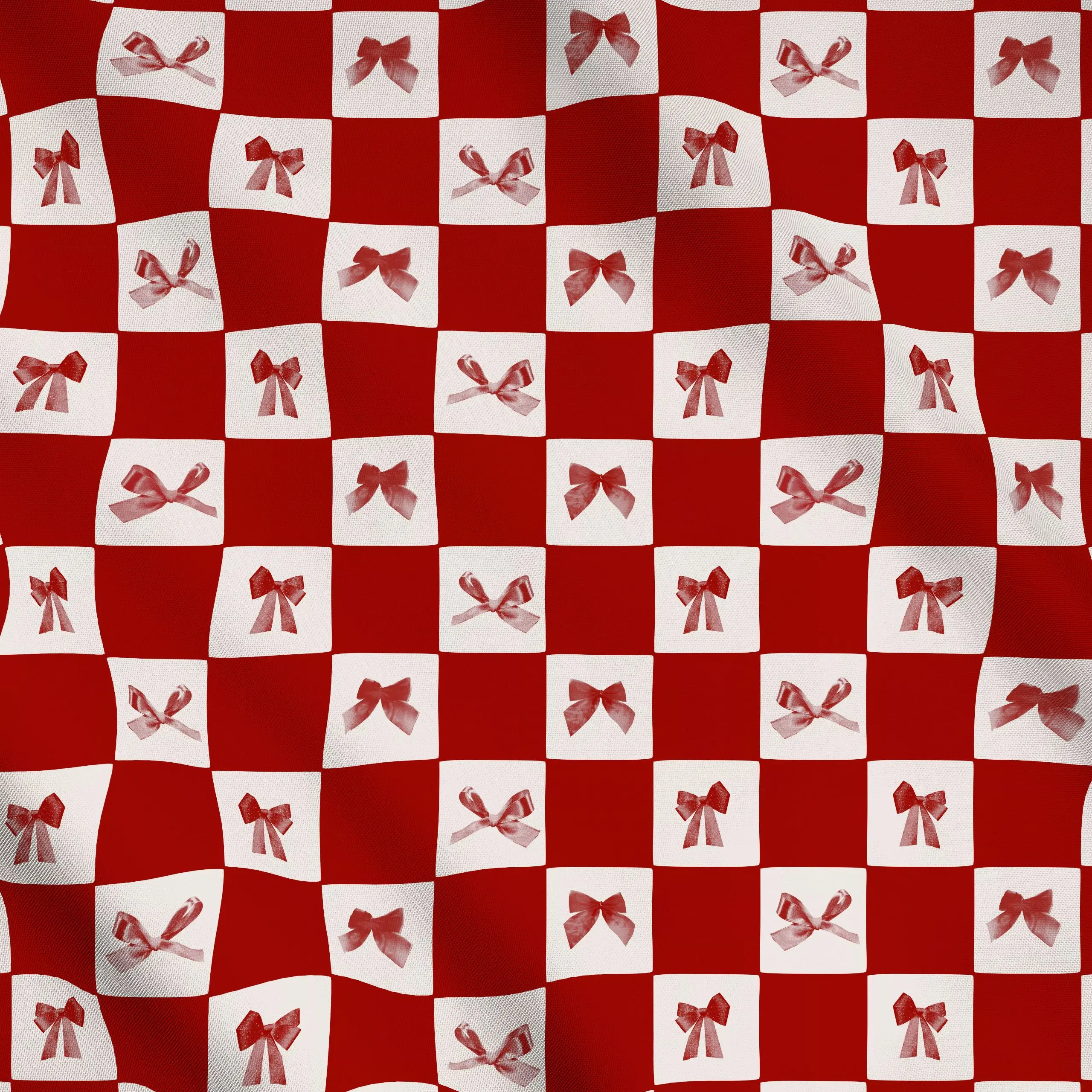 Meterware Checks Schleifen Rot - Weihnachten, Winter, Symbole & Muster - von „textilwerk"; Retro, vintage, geschenkidee, wei...